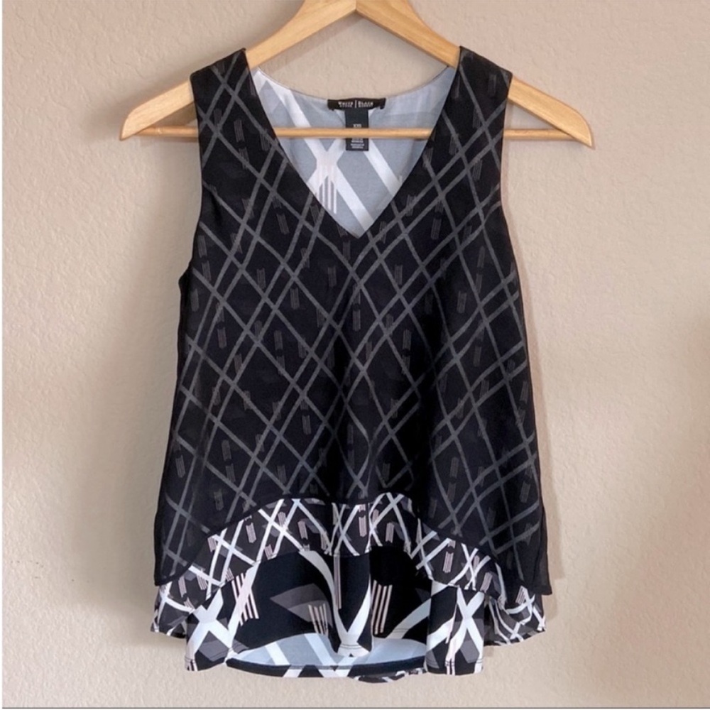 WHBM Flowy tiered layered sleeveless blouse